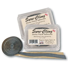 CML Supply Sure-Cling Floral Adhesive Putty, Waterproof, Non-Hardening 5-ft roll (2 Pack) Made in USA