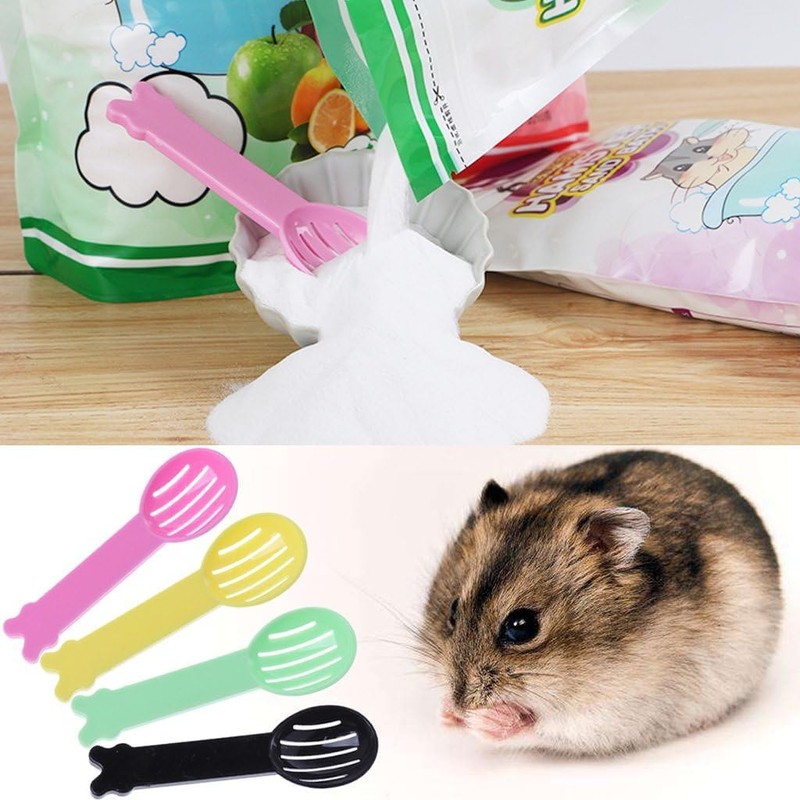 DPWOUM 4Pcs Random Colour Hamster Pet Bath Spoon, Acrylic,Small Animals,