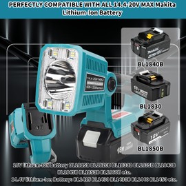 Taingwei 1250LM LED Flashlight for M@Kita 18V LXT Lithium Battery,18W Work Light for Camping, Car Repairing, Emergency and Job Site Lighting