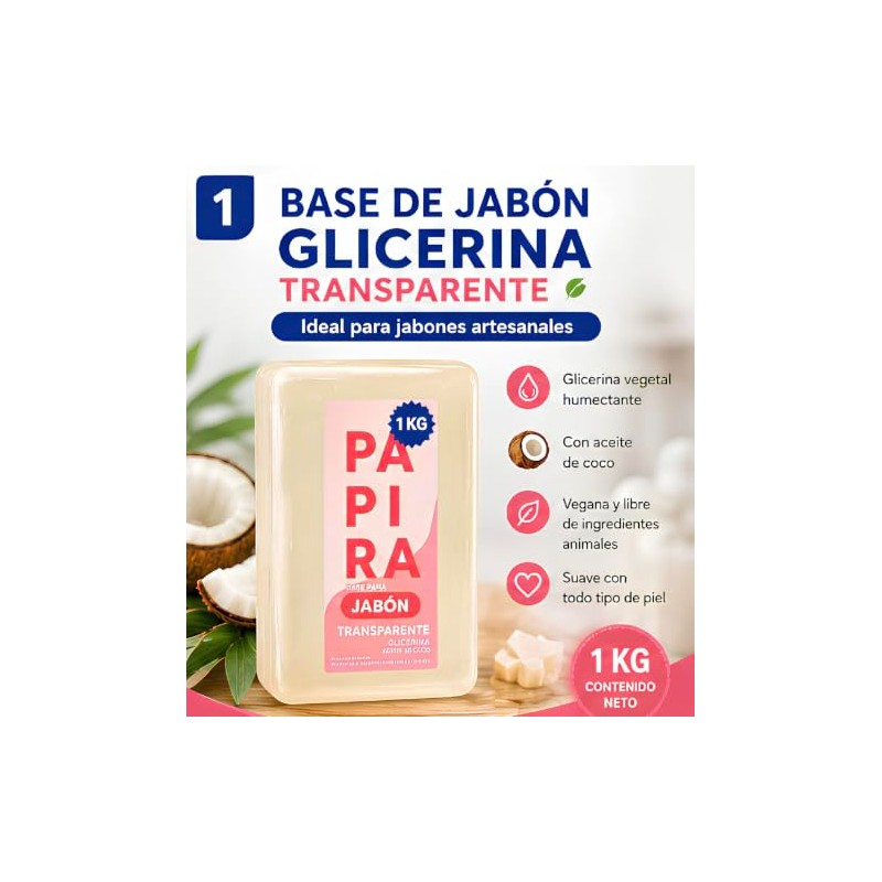 Base Jabón Glicerina Transparente Aceite Coco Jabones Artesanales Decorativos