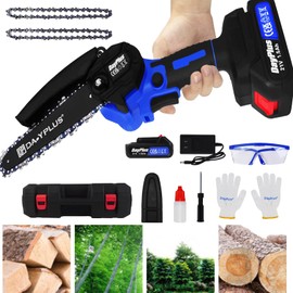ZanGe Mini Cordless Chainsaw Kit, Upgraded 6 Inch One-Hand Handheld Electric Portable Chainsaw, 21V 1.5Ah Rechargeable Battery Powered, for Tree Trimming and Branch Pruning Wood Cutting, with Gloves