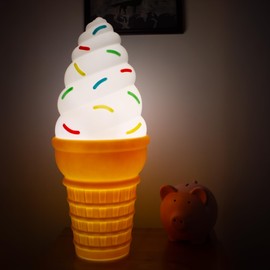 Goofballs 25-Inch Lighted Giant Ice Cream Cone Novelty Light – Retro Dessert Decor with Fun LED Lights for Indoor Use – Quirky Lamp for Kitchen or Party Display