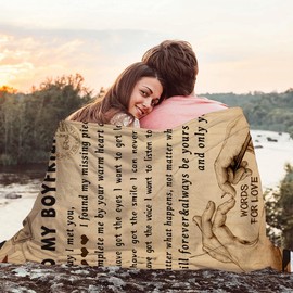 AOOCHUSS Gifts for Boyfriend Blanket - Boyfriend Gifts I Love You Blanket for Boyfriend, Birthday Anniversary Valentines Day Gifts for Boyfriend,to My Boyfriend Throw Blanket 60" X 50"