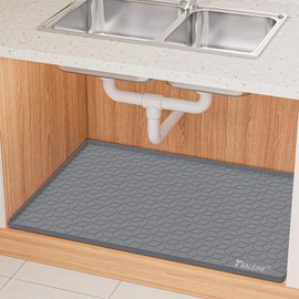 BALEINE Under Sink Mat for Kitchen Waterproof, 34''×22'' Food Grade Silicone Under Kitchen Sink Mat, Cabinet Shelf Drip Tray Undersink Mat, Under Sink Liner for Kitchen, Bathroom (Grey)