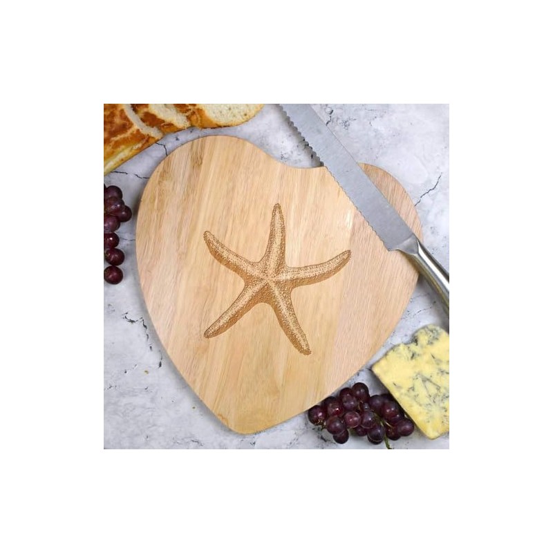 'Single Starfish' Wooden Heart Shaped Chopping/Cutting Board (WB00085242)