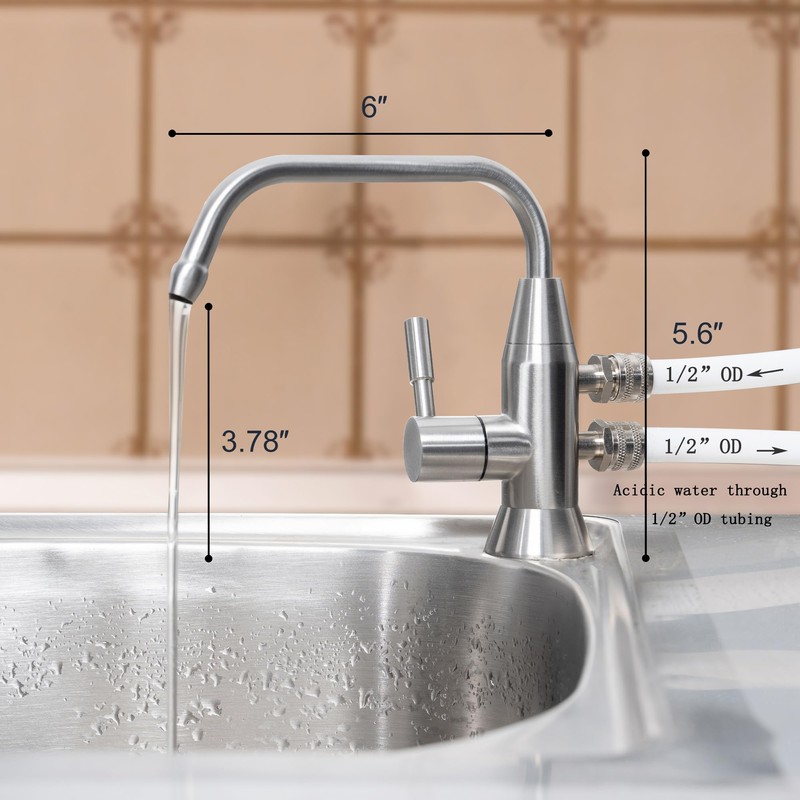 Two spouts 1/2" Alkaline Water Filtered Faucet, Ro Faucet Stainless