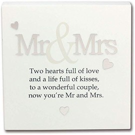 Mr & Mrs - The Art of Arora Sentiment Wall Art Block
