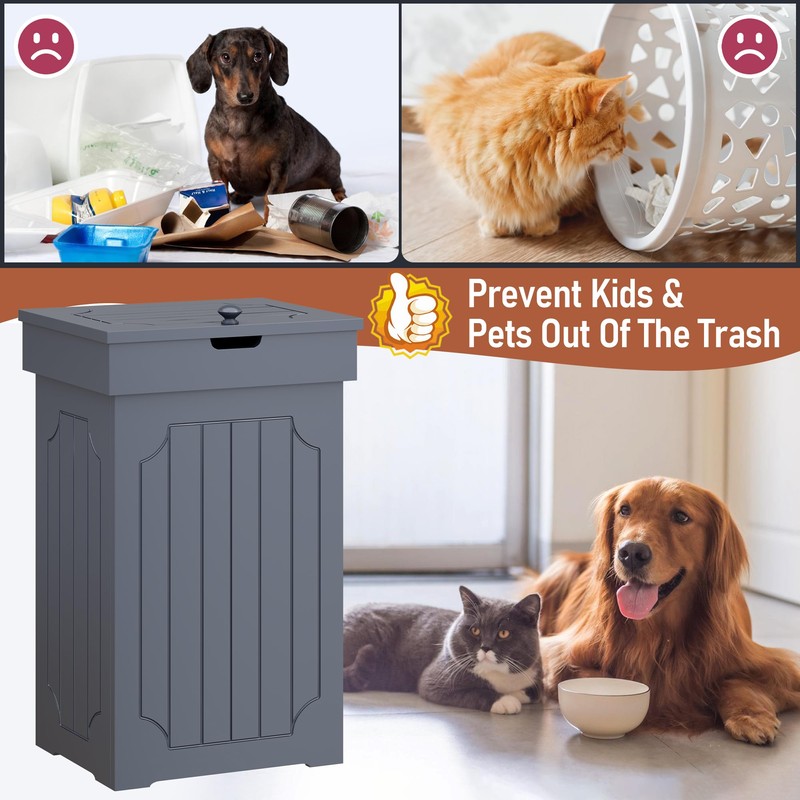 Function Home Trash Can Cabinet, 13 Gallon Kitchen Garbage Can,