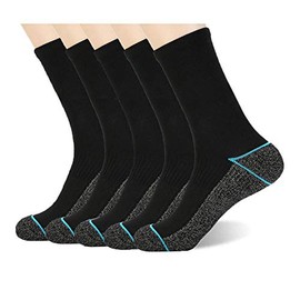 Copper Infused Athletic Crew Socks for Mens and Womens - Moisture Wicking Anti Smell Ankle Socks 5 Pairs (blue, large)