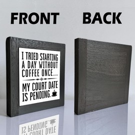 Farmhouse Wood Sign with Funny Coffee Saying, I Tried Starting A Day without Coffee Sign, Black Wooden Box Sign, Coffee Decor Art, Coffee Lover Home Decor, Cafe Decor, Coffee Station Decor