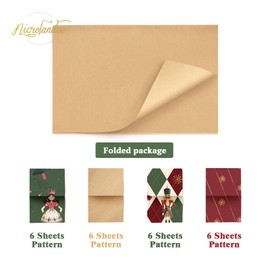 NICROLANDEE Christmas Wrapping Paper, 24 Sheets Green Red Nutcracker Christmas Tissue Paper Tissue Paper Christmas Gift with Gold Foil Snowflake for Christmas New Year Birthdays