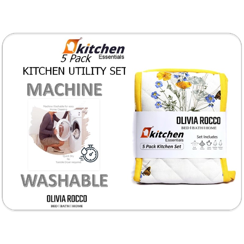 Olivia Rocco Kitchen Sets Apron Double Oven Gloves Towel Set