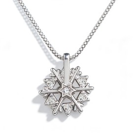 AOOMO Rotatable Snowflake Necklace with Rhinestones, Hip Hop Punk Style Titanium Steel Sweater Chain, Minimalist Luxury Non-tarnish Jewelry for Women Men