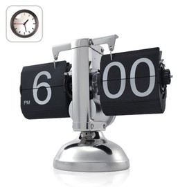 WoneNice Retro Digital Flip Down Clock -Battery Powered Internal Gear Operated Clock for Home & Office Décor -Black