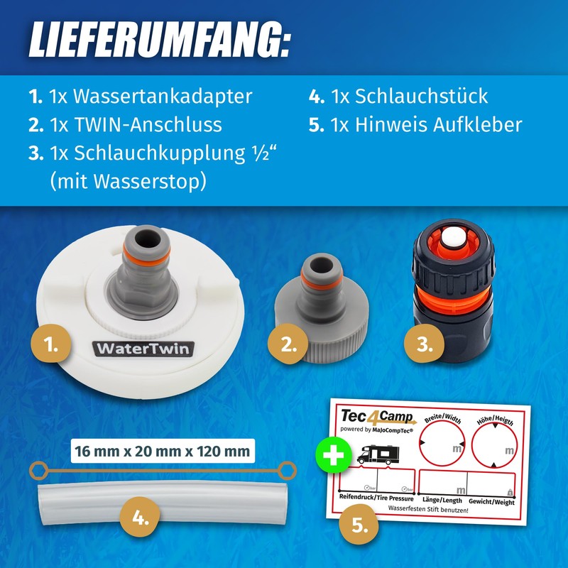 Water Tank Cap with Connection for Gardena Systems for Motorhomes,