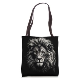 Lion Wildlife Nature Drawing Safari Portrait Animal Print Tote Bag