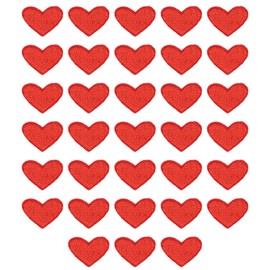 MSCFTFB 33 Pieces Small Heart Iron on Patches Sew Embroidered Patches Appliques Garment Embellishments for Clothing Jackets Backpack Shoes Repairing Decorations (Red)