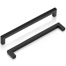 Probrico 256mm Black Cabinet Pulls Cabinet Handles Stainless Steel Drawer Pulls Cupboard Square Bar Handles Wardrobe Knobs 5 Pack