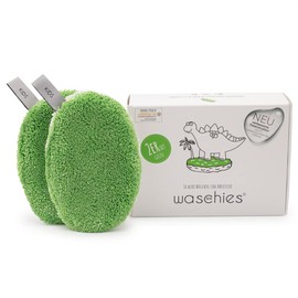 waschies KIDS Washing Pads for Babies and Children, for Cleaning Only with Water, Reusable, Skin-friendly, Super Soft, Made in Germany, Green, Set of 2