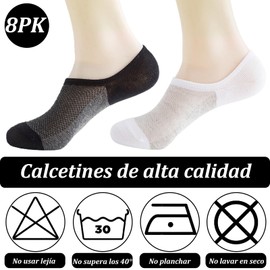 Calcetines Invisibles hombre, 8 Pares de Tines Cortos Hombre, Calcetas Deportivas para Hombre, Tines Hombre Algodon con Silicona Antideslizante y Duradero de Calcetines Transpirables