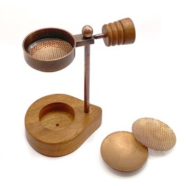 Farbenwald Adjustable Height Incense Burner for Smoking Resins, Woods and Leaves with Extra Sieve (Copper with Wooden Base)