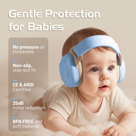 EZARC Baby Ear Muffs for Noise Protection – SNR 25dB Noise Cancelling Headphones for Newborns, Infants & Toddlers (3–48 Months), Adjustable Headband, Comfy Fit for Airplane, Concerts, Sleeping (Blue)