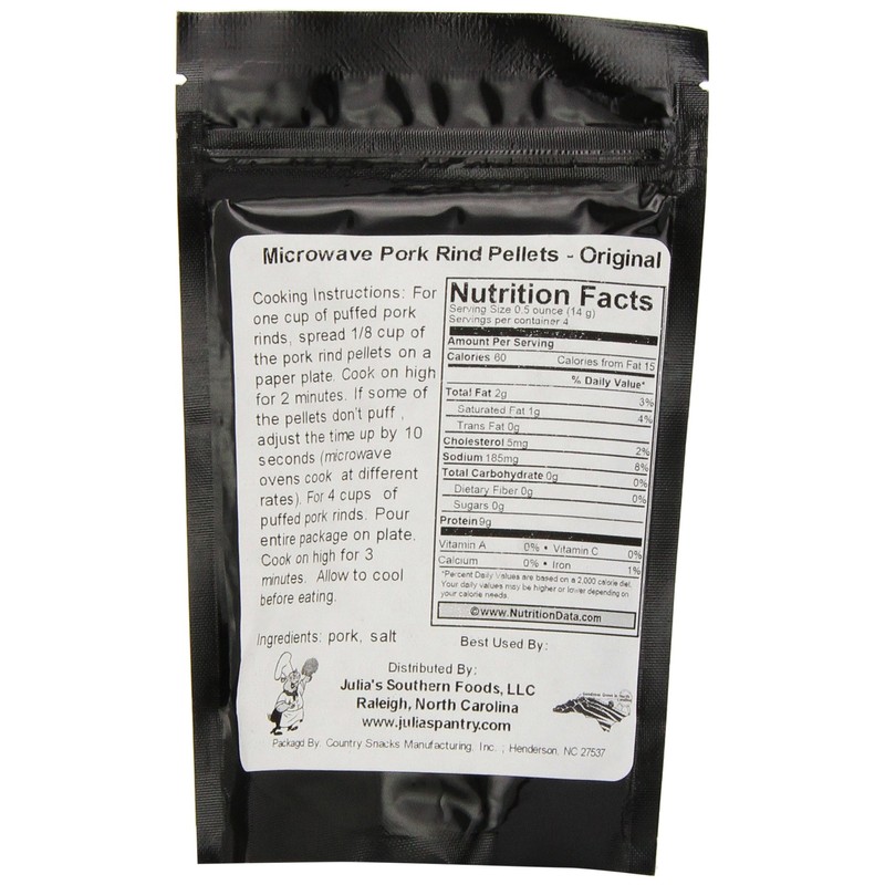 Chef Piggy Tail Microwave Pork Puffies Pork Rinds, Original, 2