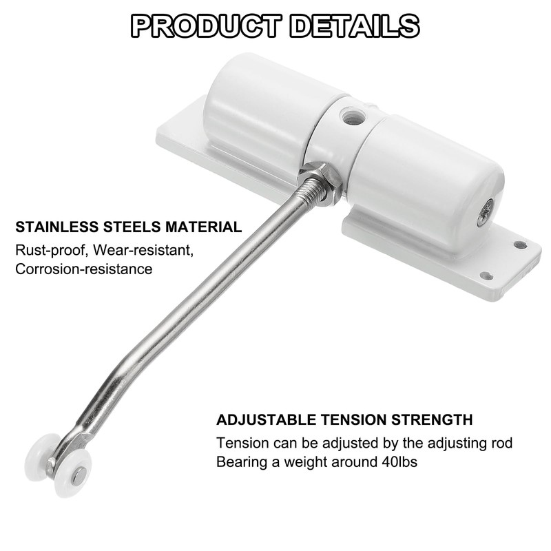 sourcing map Automatic Spring Door Closer Adjustable 40 lbs Self-Closing