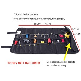 ZffXH Pocket Socket Tool Roll Pouch Small Tool Bag Perfect for Quick On the Go Bag or Tool Carry in a C-Black, black, Classic
