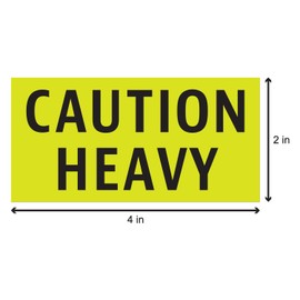 300 Caution Heavy Stickers - 2 x 4 inch, Heavy Caution Stickers for Shipping, Moving, Handling Heavy Alert Labels (Fluorescent Yellow) - 1 Roll