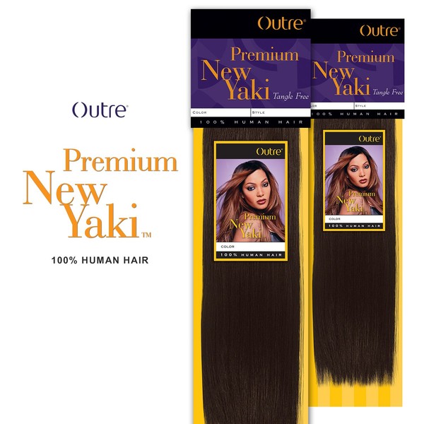 Outre Premium Human Hair New Yaki Weaving Hair Extension (18", 4(Medium Brown))