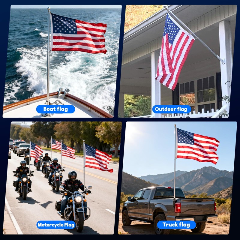 FRF FLAG 4 Pack Stainless Steel Flagpole Clip Kit with