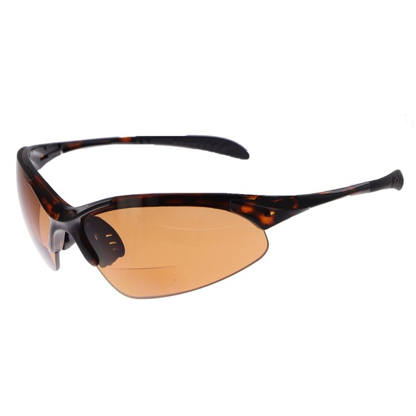 "Stone Creek® LX1" Ladies Sports Wrap-Around Bifocal Sunglass Readers with 100% UV Protection (Tortoise w/Amber Lens +2.00)