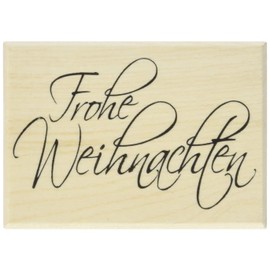 Rayher Wooden Stamp "Frohe Weihnachten", 5 x 7 cm, Wooden Stamp, Text Stamp, Christmas Stamp, Butterer Stamp, 28496000