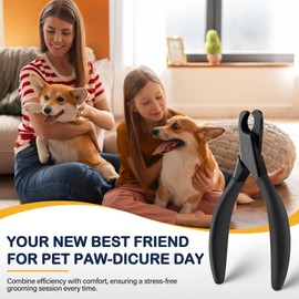 BEZOX Professional Pet Nail Clippers, Premium Sharp & Safe Pets' Paw Trimmer for Large Dogs and Small Animals, Soft Grip Cat Claw Cutter with Built-in Spring - Black Handle