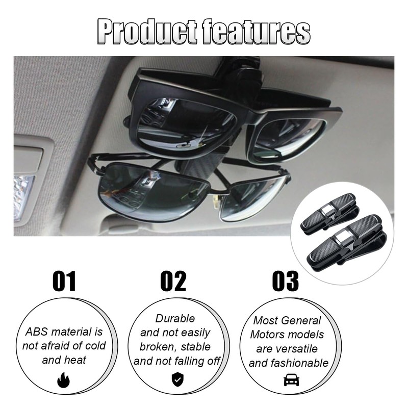 2PCS Glasses Holders for Car Sun Visor, Glasses Clip Organizer,