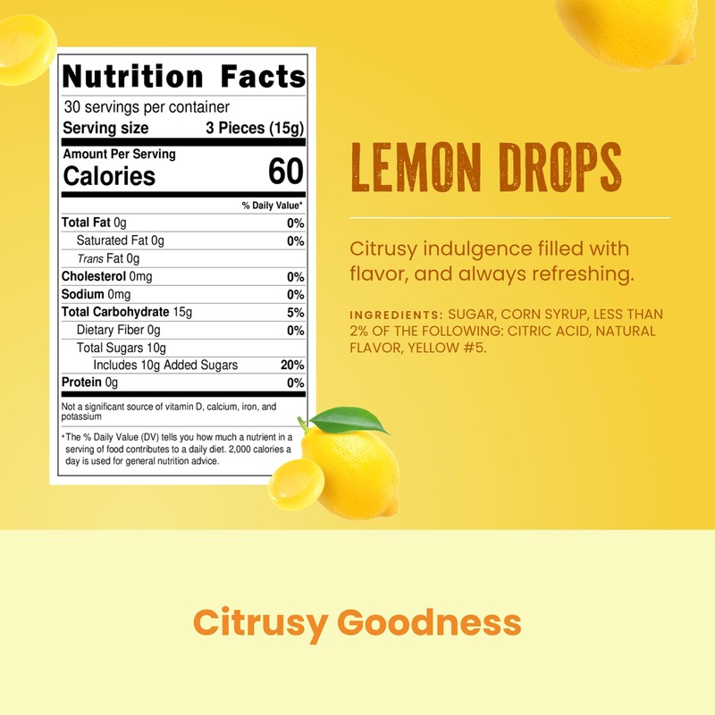 Cambie Lemon Drops Hard Candy - 1 Pound of Classic