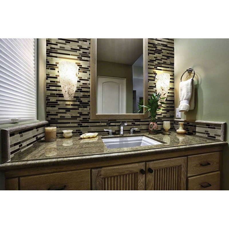 Beige and Brownish Interlocking Pattern 6mm Glass Stone Blend Mosaic