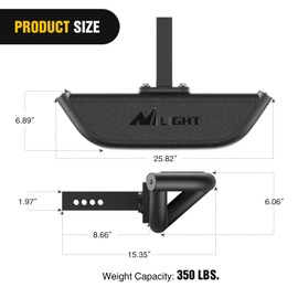 Nilight Hitch Step with 2" Hitch Receiver Rear Bumper Guard Protector Compatible with Car Truck Vehicles Upgraded Textured Black Hitch Step Bar with Hitch Lock & U-Bolts Stabilize