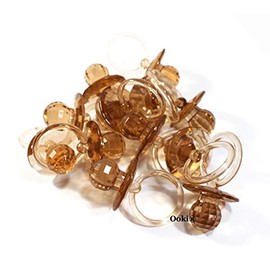 Ooki® 50 Pieces 2.5 inches Crystal 3D Diamond Clear Blue Pink Purple Cut Prism Acrylic Pacifier Baby Shower Bridal Wedding Birthday Party Favor Gift Table Games Decor (Brown)