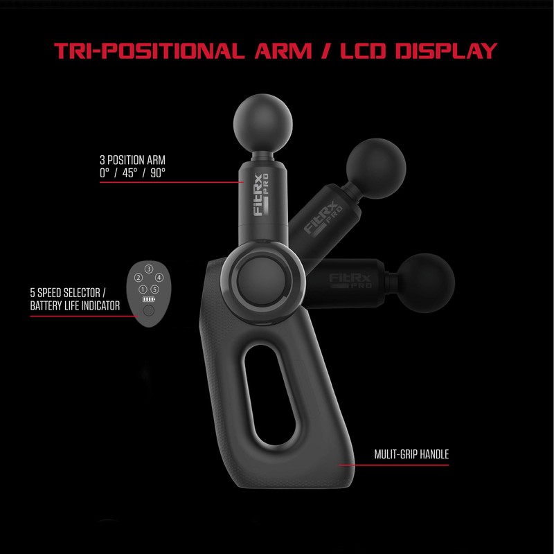 FitRx Handheld Therapeutic Percussion Massage Gun with 5 Speed Settings,