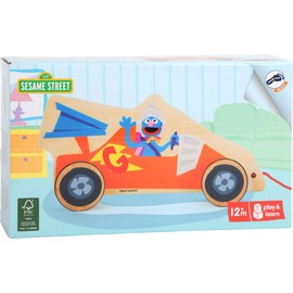 small foot 10981 Sesamstrasse Rennauto aus Holz, 100 Prozent FSC-Zertifiziert, Ziehspielzeug für Kinder ab 1 Jahr zum Ziehen und Laufen Spielzeug, Mehrfarbig