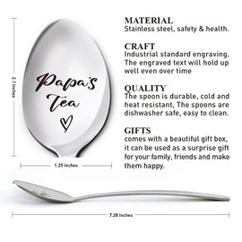 Spoon Gift for Papa, Father's Day Birthday & for Best Dad Ever, Stainless Steel Cute Tea Spoon Gifts