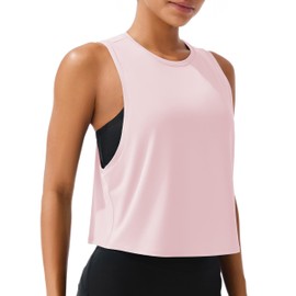 JOYSPELS Workout Crop Tank Tops for Women Cool-Dry Sleeveless Loose Fit Gym Yoga Athletic Running Shirts Quick Dry Lightweight Breathable
