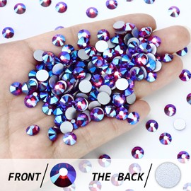 Briskbloom Flatback Crystal Rhinestones Round Gems for Nail Art and Craft Clothes Glue Fix, Fucshia AB (6.4-6.6mm) SS30/288PCS