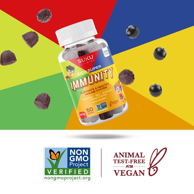 SUKU Vitamins - Kids Super Immunity - Elderberry, Echinacea, Vitamin