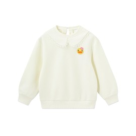 B.Duck Grils Sweatshirt Cute Duck Collared Long Sleeve Casual Pullover Tops Fall Clothes for Girls White Size 11-12 Years