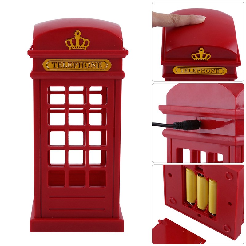 Creative Retro Classic Telephone Booth Night Light Touch Sensor Dimmable