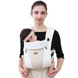 CUBY Baby Sling, Newborn Baby Carrier, 3-Way Waist Support, Lightweight, Breathable, For Mom and Dad (White)