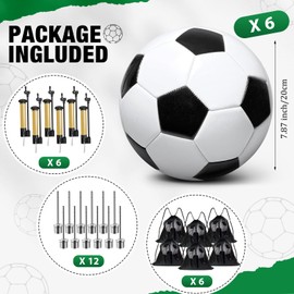 6 Pack Operation Deflated Christmas Soccer Ball with Pump for Child,Items Bulk Deals Soccer Balls,Classic Soccer Balls Size 4 with Mesh Sport Bag Pump Needle for Shoebox Gift Fillers Charity Donations
